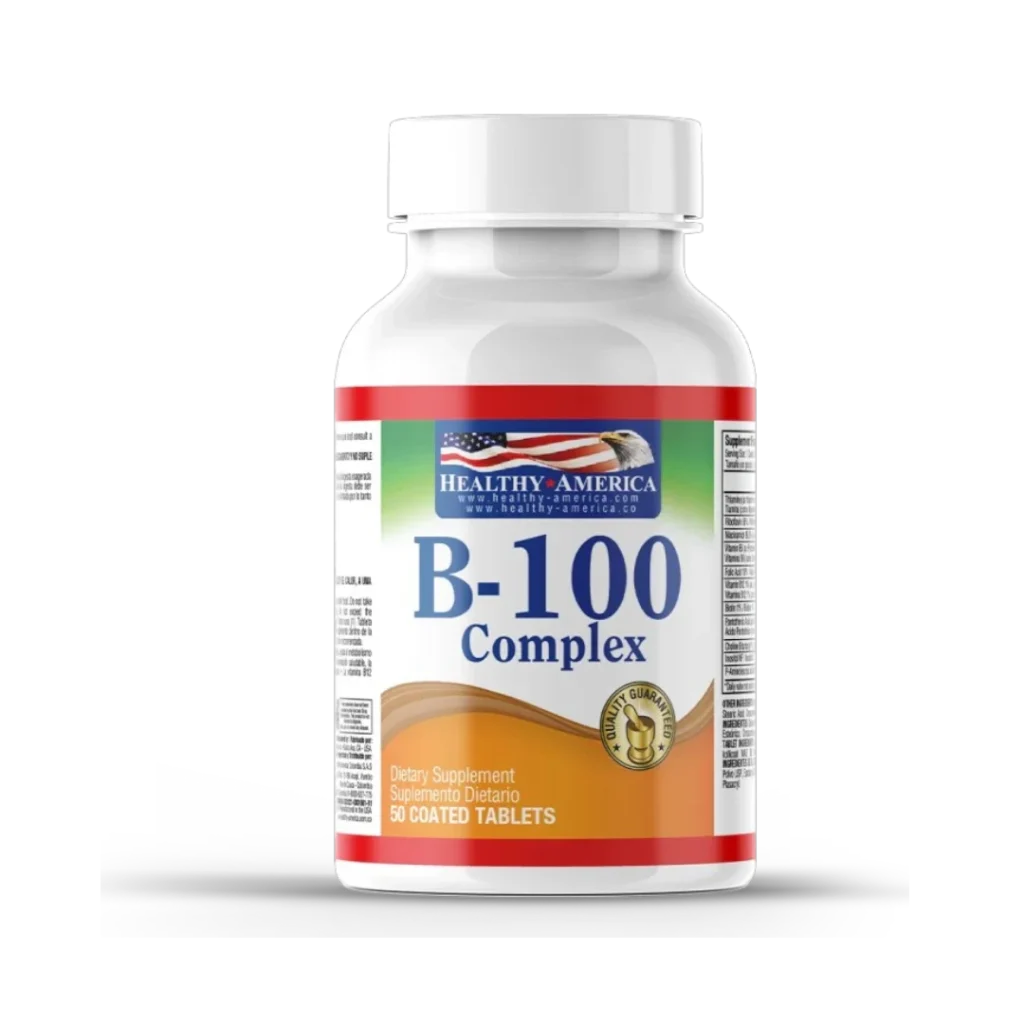 B-100 COMPLEX  SUPER STRENGTH (VIT-B6)  HEALTHY AMERICA