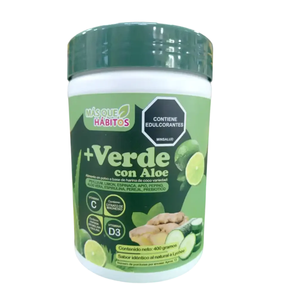 BATIDO VERDE + VERDE CON ALOE MAS QUE HABITOS